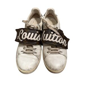 Louis Vuitton White and Brown Logo Sneakers